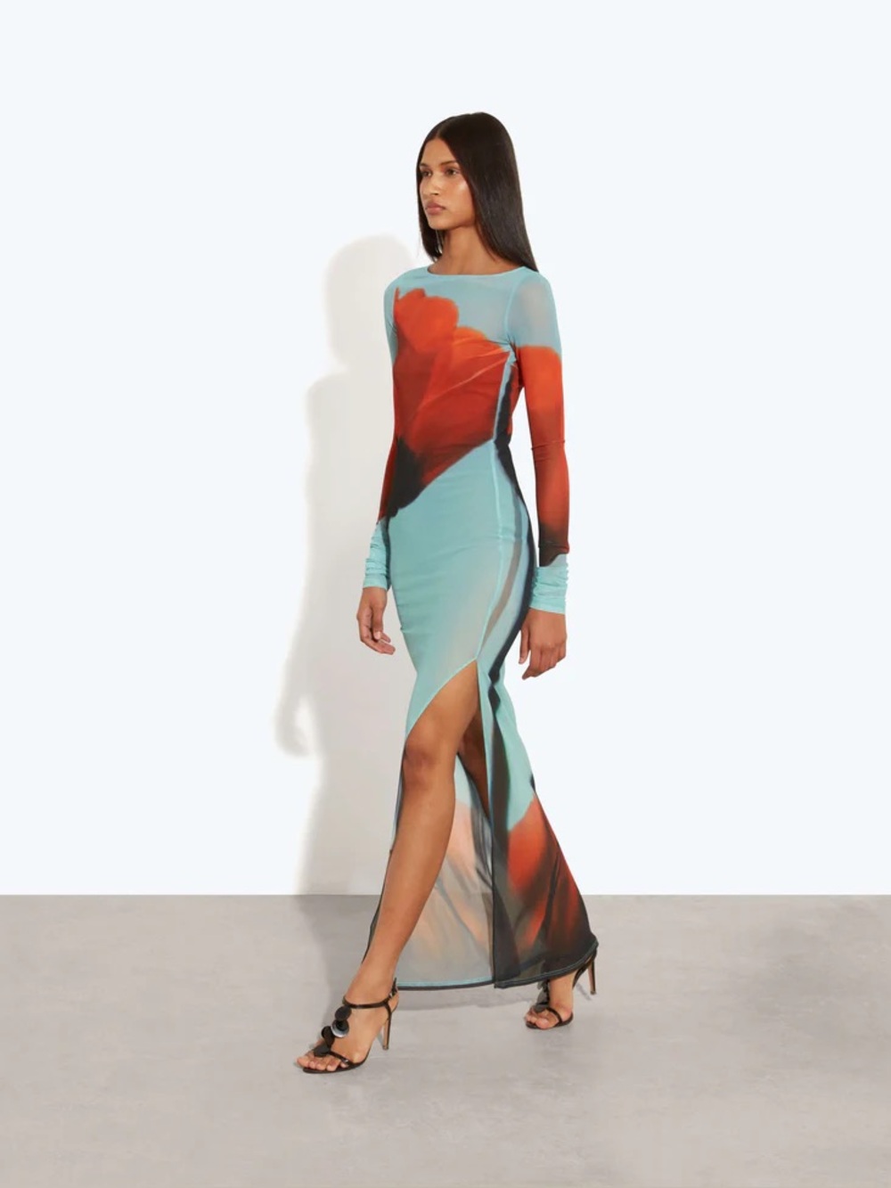 NWT Rat & Boa Santino Mesh Long Sleeve Dress Blue Size Small - Picture 3 of 15